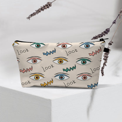 Bolsa de cosméticos portátil con diseño de mal de ojo para mujer