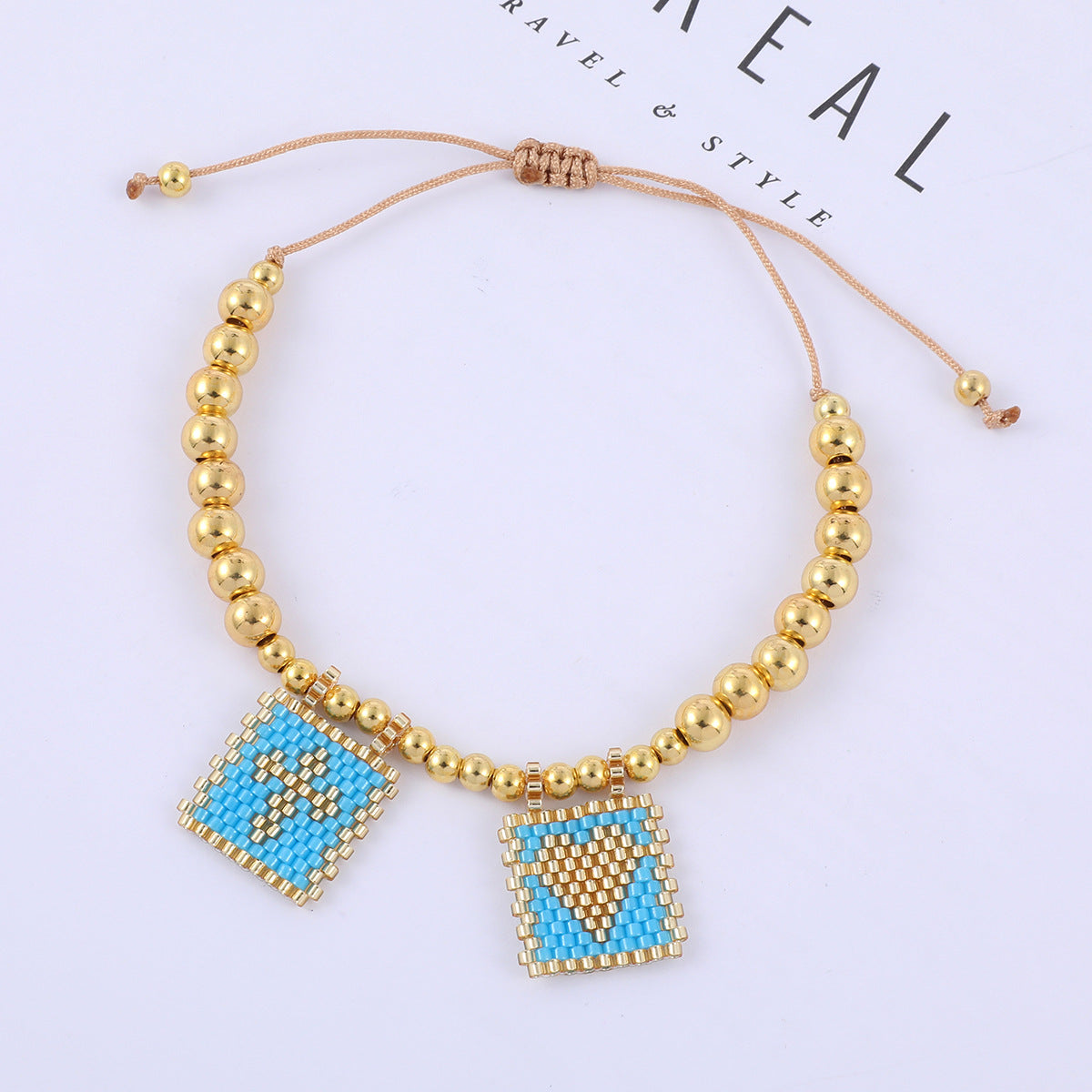 Bohemian Gold Beads Cross Heart Design Bracelet