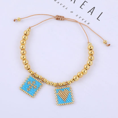 Bohemian Gold Beads Cross Heart Design Bracelet