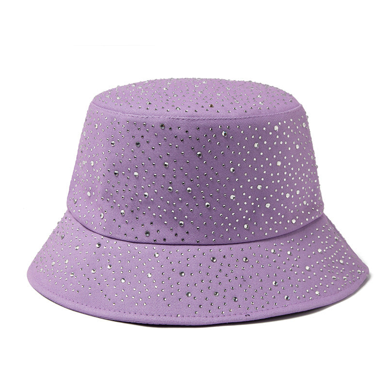 Women Simple Fashion Rhinestone Sunshade Bucket Hats