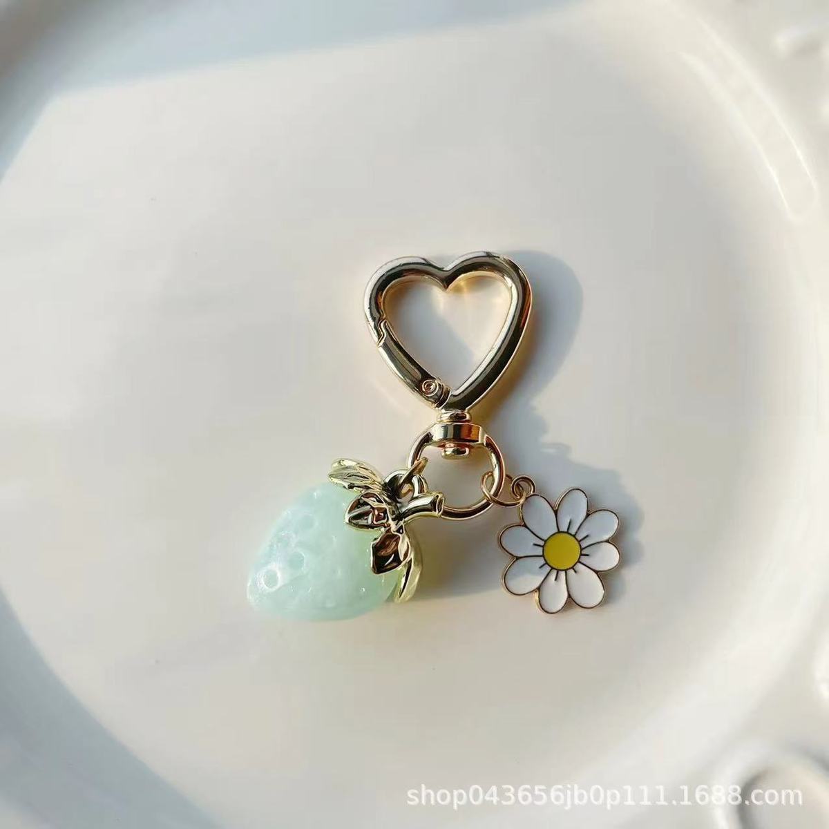 Cute Strawberry Heart-Shaped Key Chain Pendant