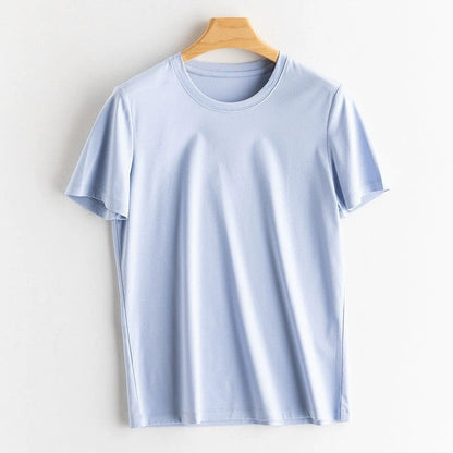 Casual Solid Color Round Neck Short Sleeve Blank T-Shirt