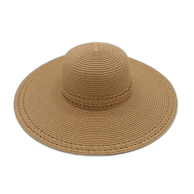 Sombrero de playa de ala grande tejido de paja de moda para mujer