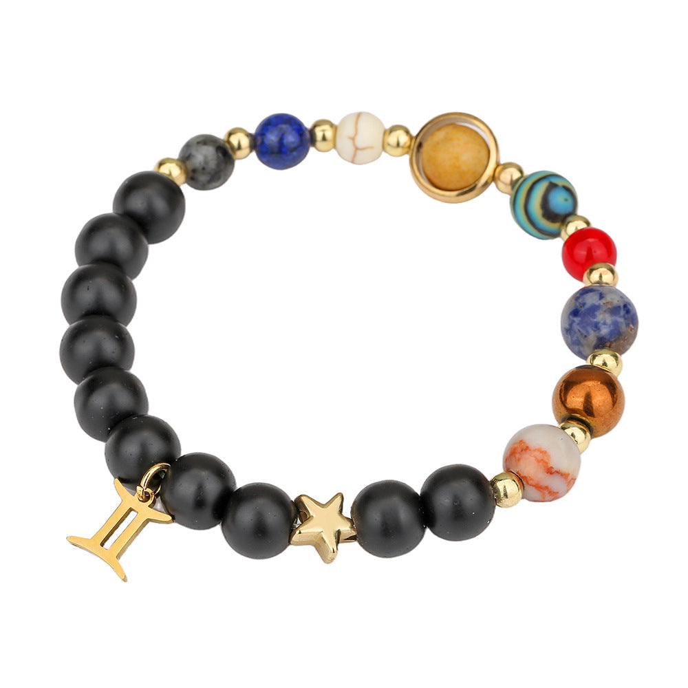 Fashion 12 Constellation Handmade Beaded Bracelet with Stainless Steel and Alloy