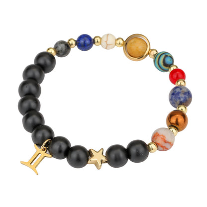 Fashion 12 Constellation Handmade Beaded Bracelet with Stainless Steel and Alloy