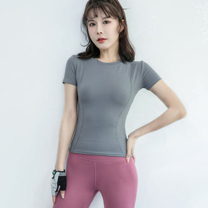 T-shirt de sport décontracté à col rond pour femme
