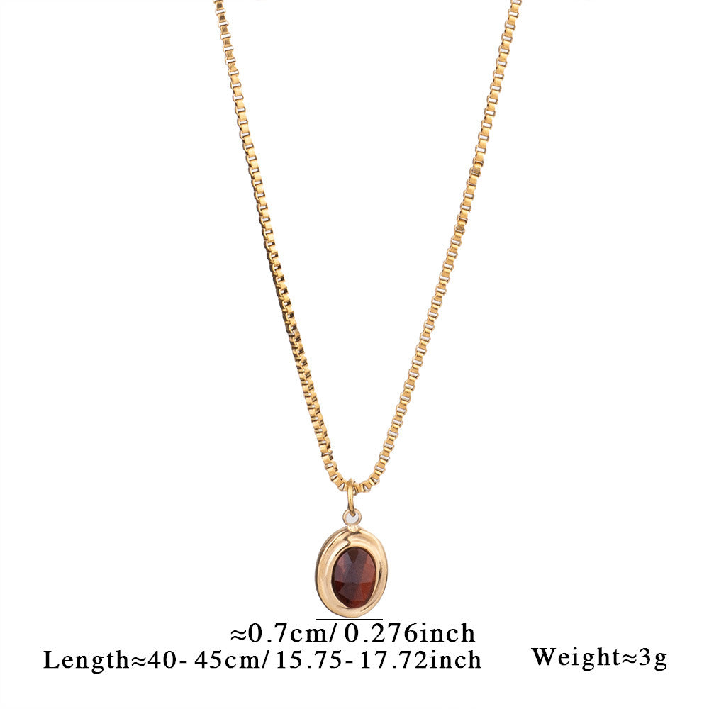 Collar sencillo de acero y titanio con piedras naturales y diseño de amor para mujer