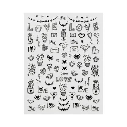Autocollants pour ongles Love Laser Red pour la Saint-Valentin