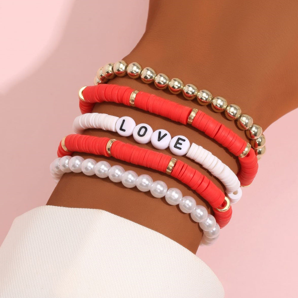 Unisex Bohemian Colorful Polymer Clay Bracelet Set