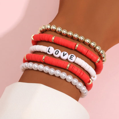 Unisex Bohemian Colorful Polymer Clay Bracelet Set