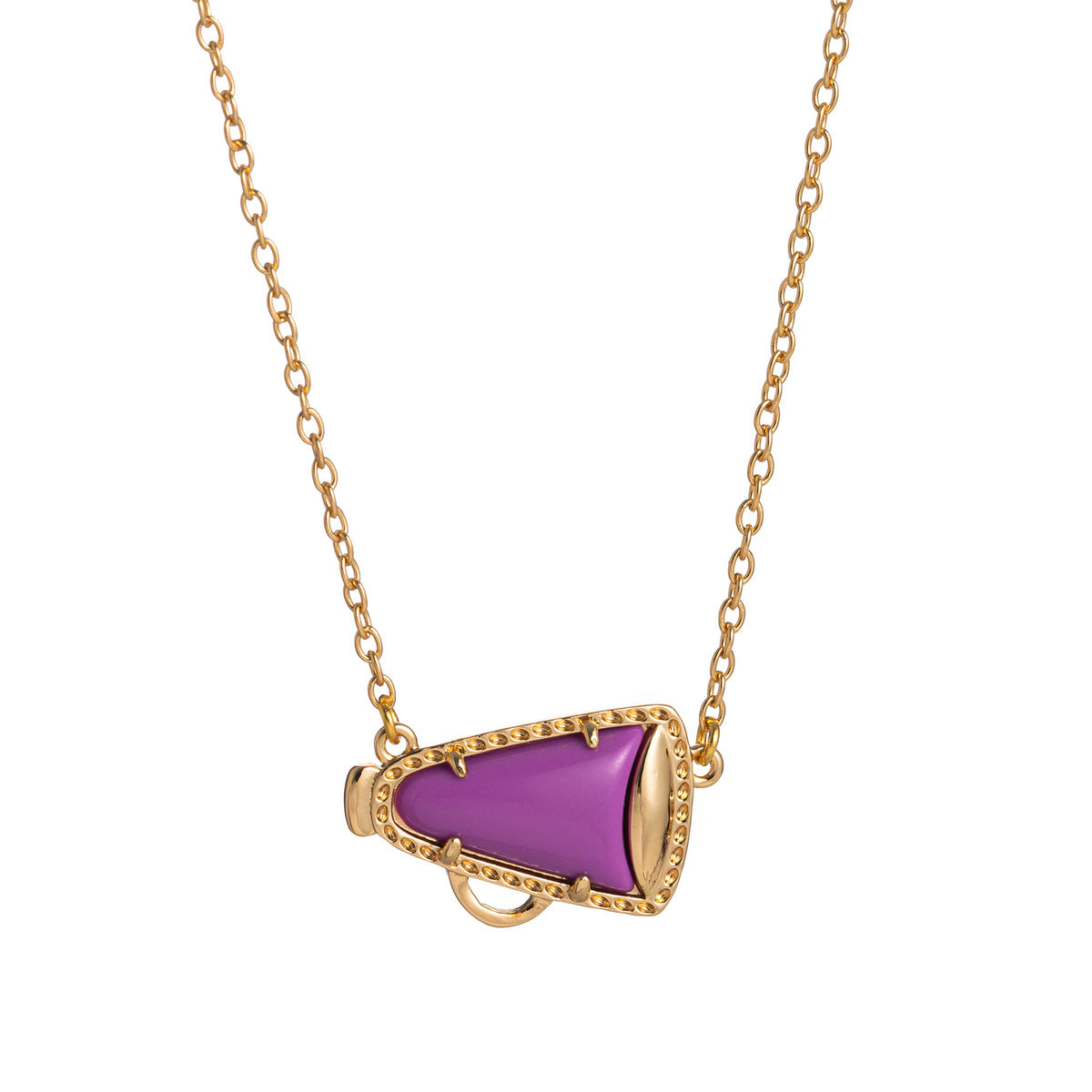 Collar sencillo de cuerno con gotero de aceite para mujer, con colgante geométrico de nácar.