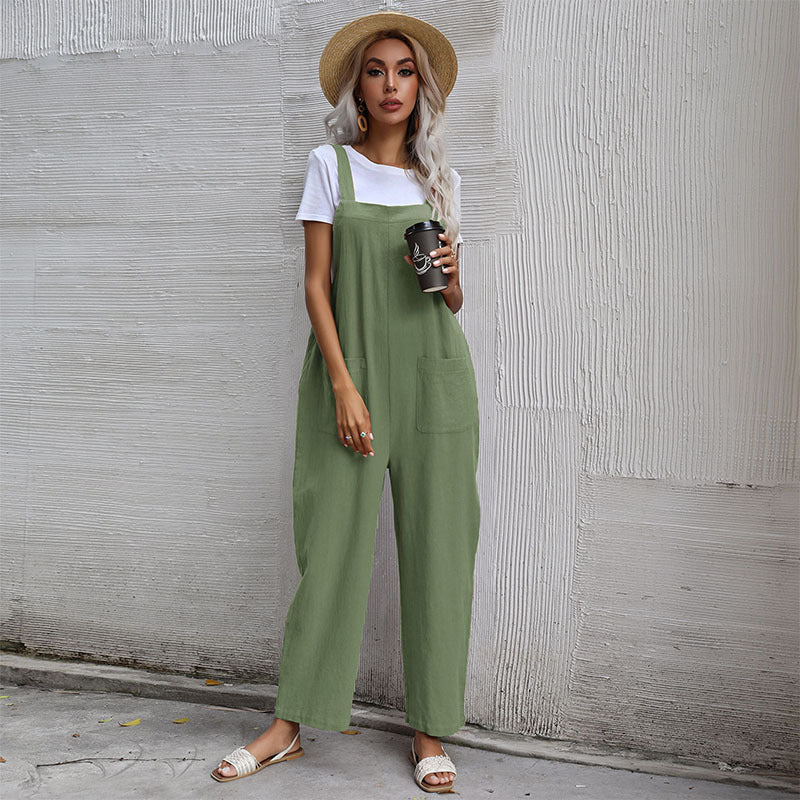 Cozy Cotton Linen Women's Sleeveless Jumpsuit