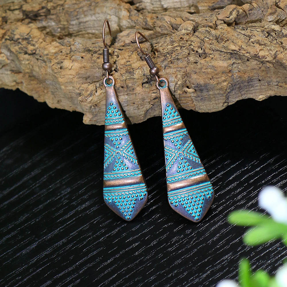 Boucles d'oreilles à pampilles turquoise de style ethnique bohème