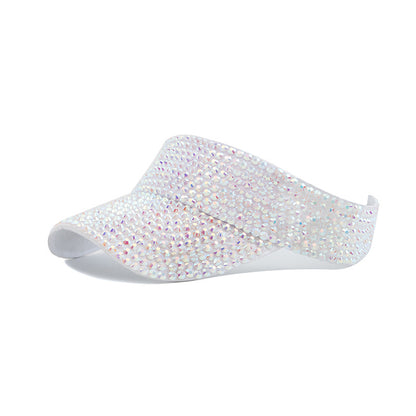 Sombrero de verano para exteriores con protección solar y diamantes de imitación
