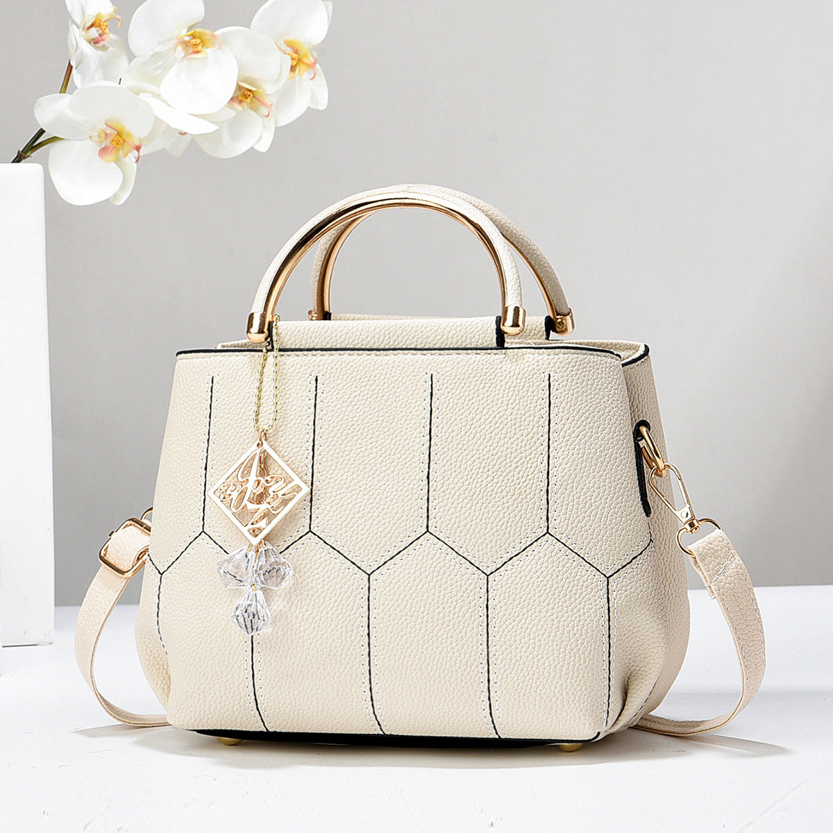 Bolso de mano con bordado de color liso, sencillo e informal, a la moda para mujer