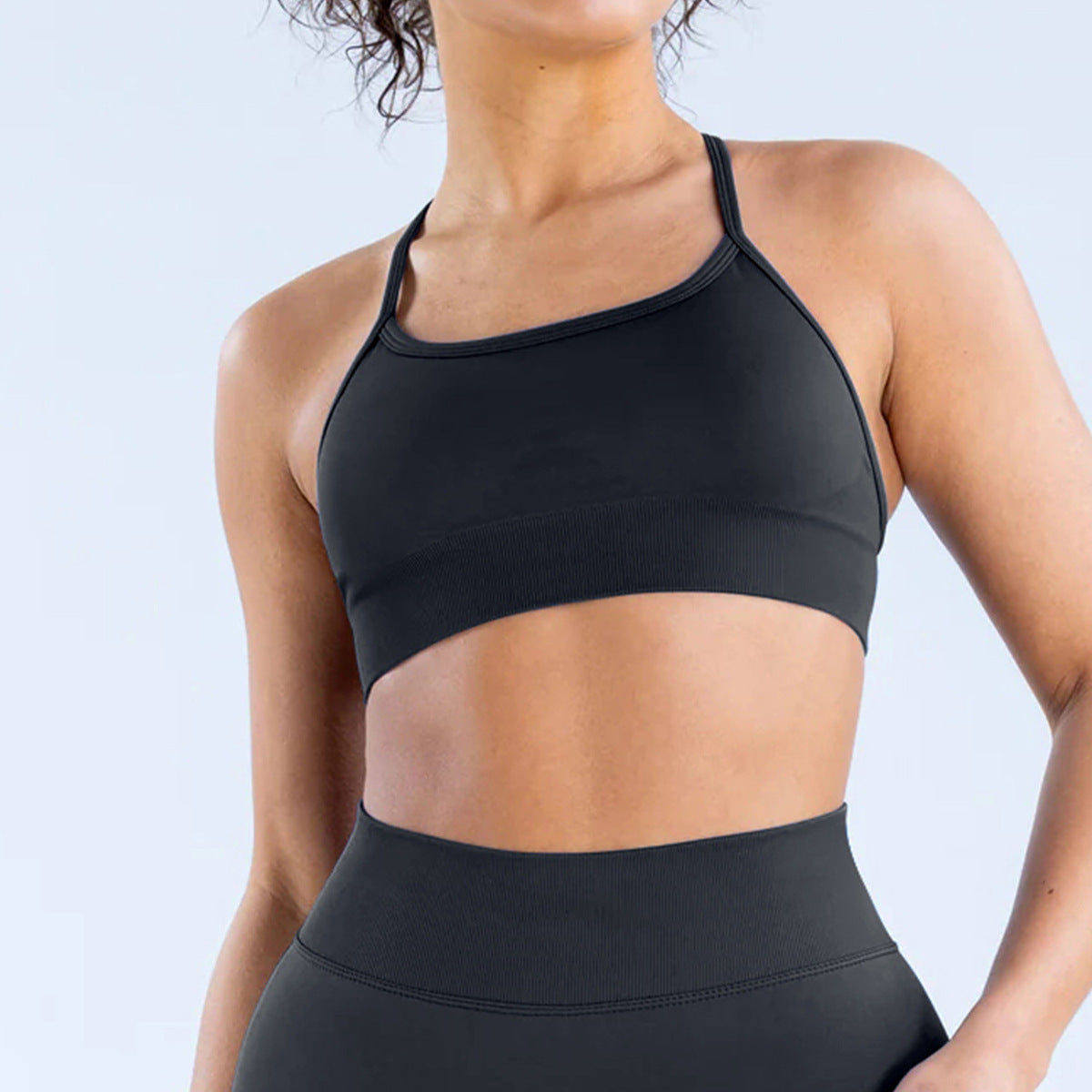 Soutien-gorge de yoga dos nu sans coutures, couleur unie, décontracté, pour femmes
