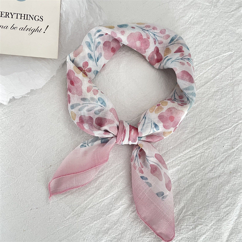 Bufanda floral de lino y algodón de moda de verano para mujer