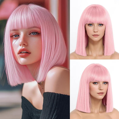 Women Fashion Short Straight Bobo Head Wig