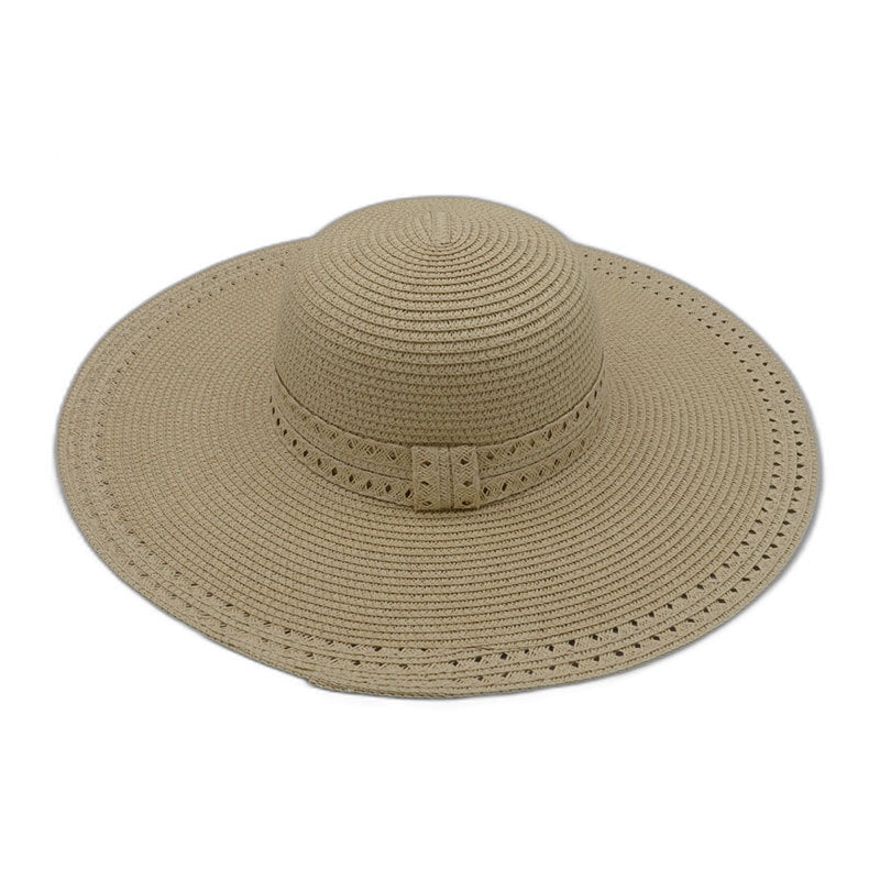 Sombrero de playa de ala grande tejido de paja de moda para mujer