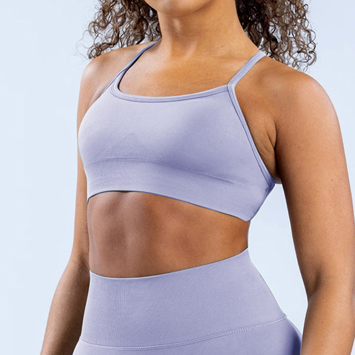 Soutien-gorge de yoga dos nu sans coutures, couleur unie, décontracté, pour femmes