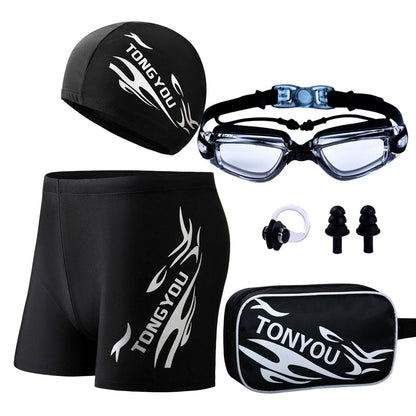 Conjunto de traje de baño con gorra y gafas estampadas informales a la moda para hombre