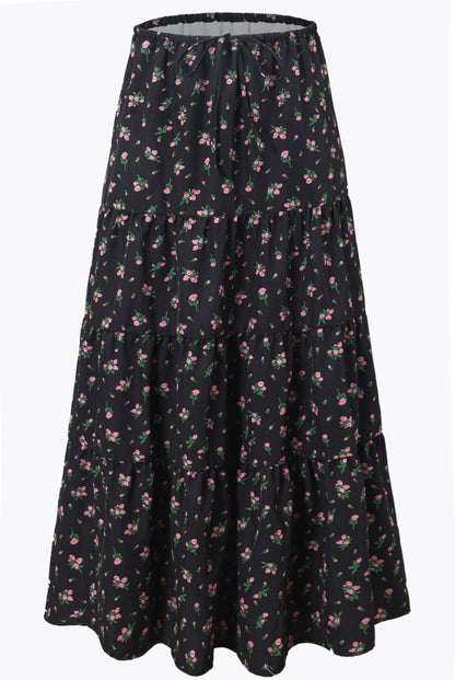 Women Fashion Solid Color Printed High Waist Skirt