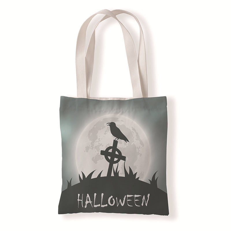 Bolsa de lona con estampado de dibujos animados de Halloween y terror