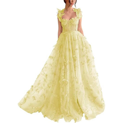 Vestido de fiesta elegante con abertura de encaje para mujer