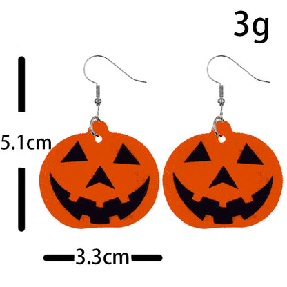 Halloween Women Funny Pumpkin Ghost Leather Earrings