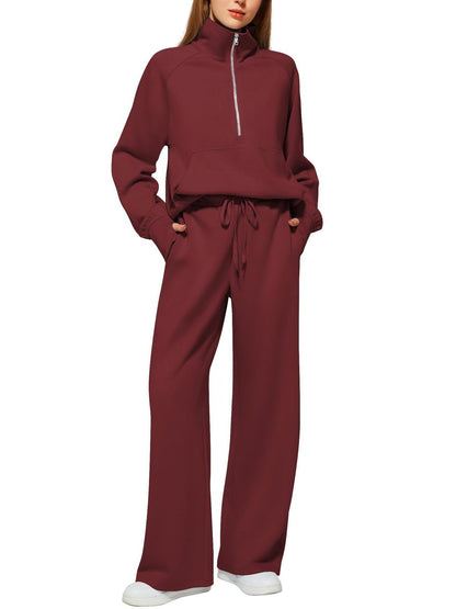 Oversized Women Two-Piece Hoodie and Wide-Leg Pants Set