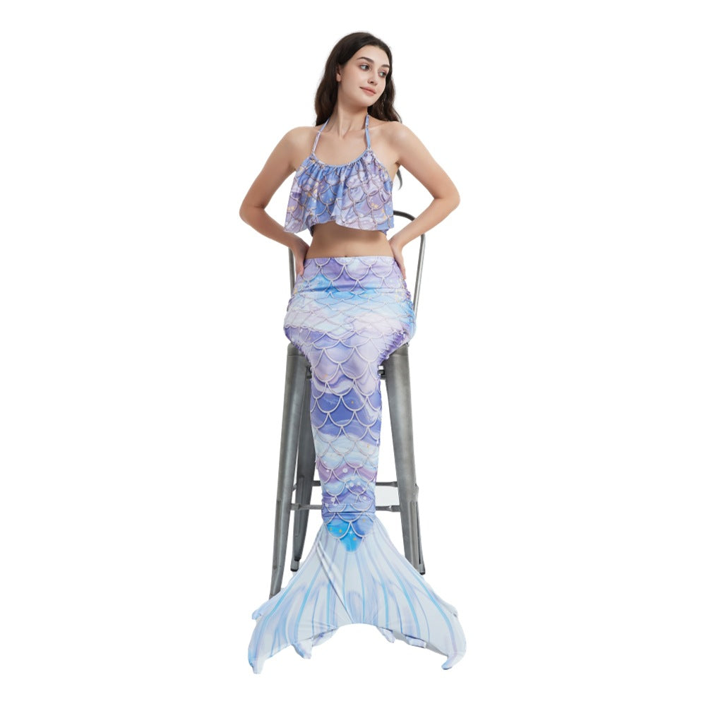 Women Cartoon Mermaid Strapless Fish Tail Cosplay Costume