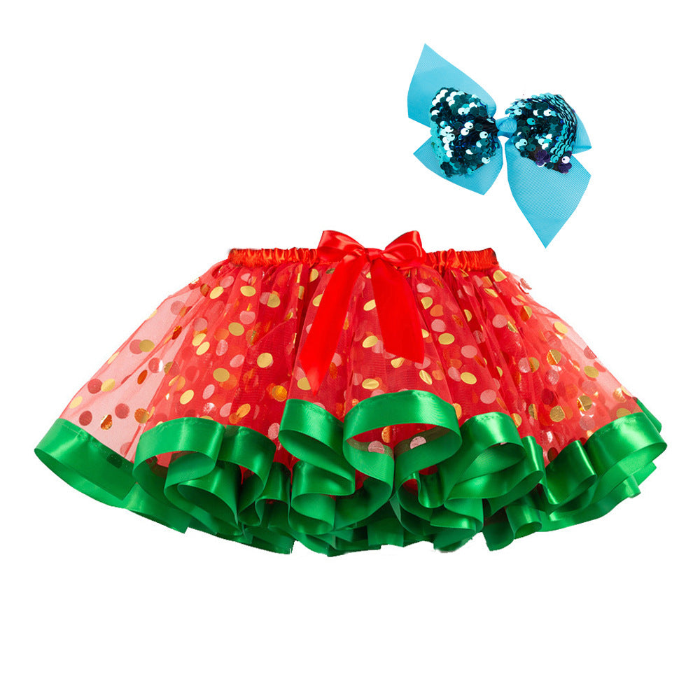 Kids Toddler Girls Halloween Pumpkin Skirt with Sequin Bow