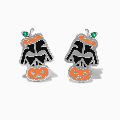 Pendientes creativos de Halloween con dibujos animados de cobre bañados en oro