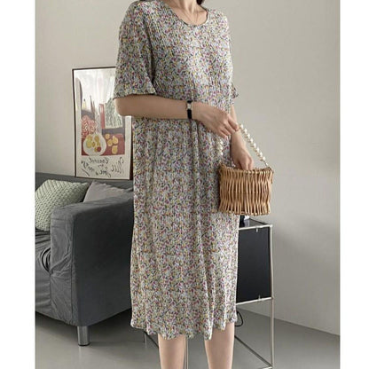 Women Casual Floral Printed Short Sleeve Dress
