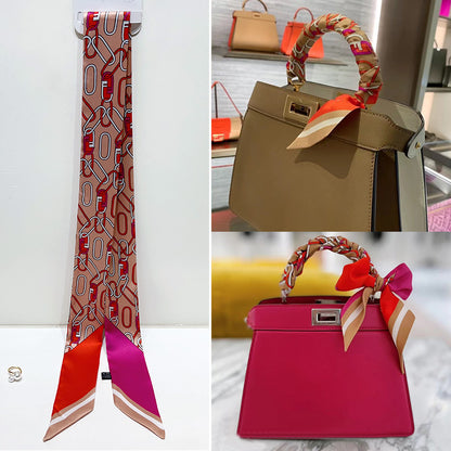 Bufanda con asa para bolso con lazo estampado de moda