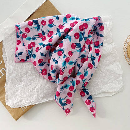 Bufanda de seda cuadrada con estampado floral informal para mujer, accesorio de moda de algodón