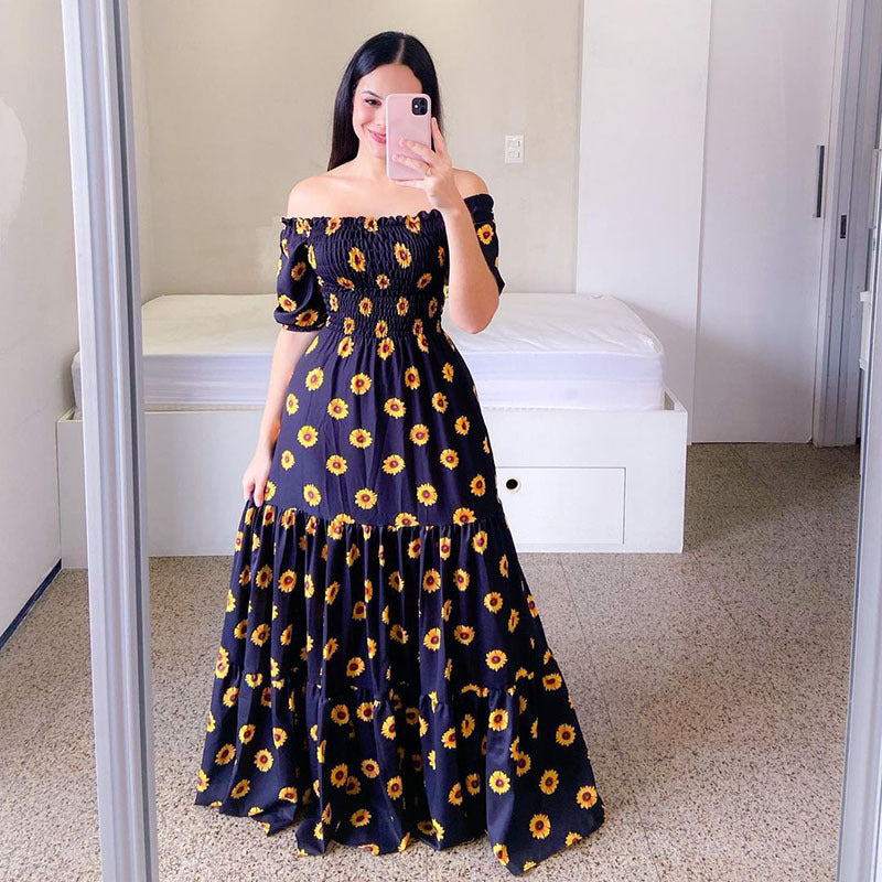 Vestido largo floral arcoíris para mujer para vacaciones de verano