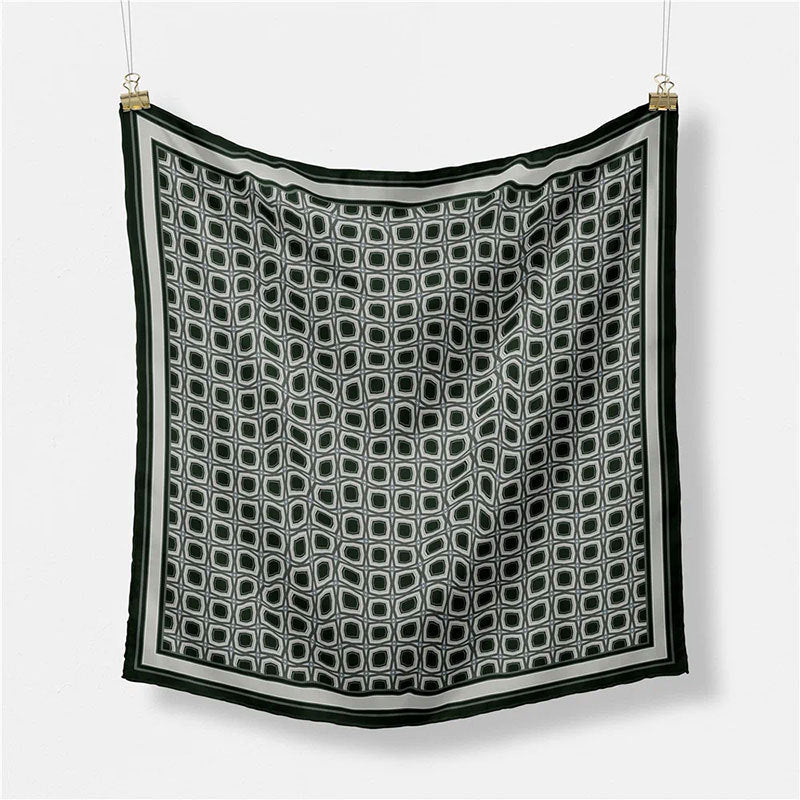 Pañuelo cuadrado de seda estampado a la moda para mujer con estilo artístico retro