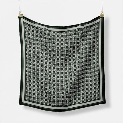 Pañuelo cuadrado de seda estampado a la moda para mujer con estilo artístico retro