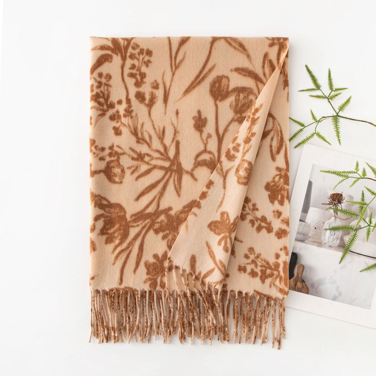 Women Fashion Casual Printed Warm Thickened Imitation Cashmere Scarf