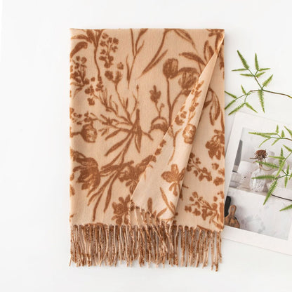 Women Fashion Casual Printed Warm Thickened Imitation Cashmere Scarf
