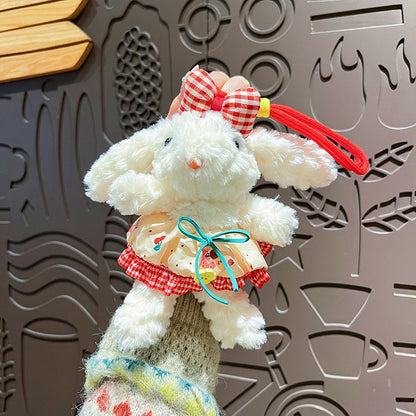 Cute Plush Long Ear Rabbit Keychain with Dress Variations