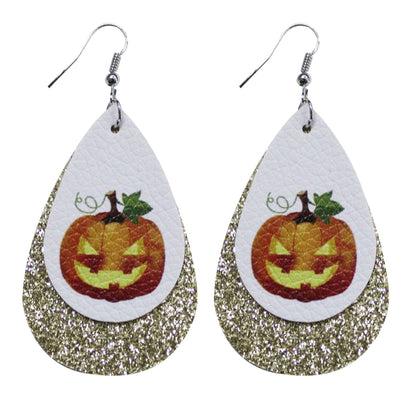 Pendientes de calavera con purpurina para Halloween para mujer