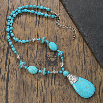 Collar de cuentas turquesas de moda para hombre