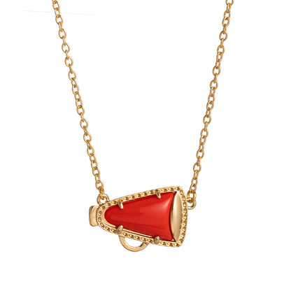 Collar sencillo de cuerno con gotero de aceite para mujer, con colgante geométrico de nácar.