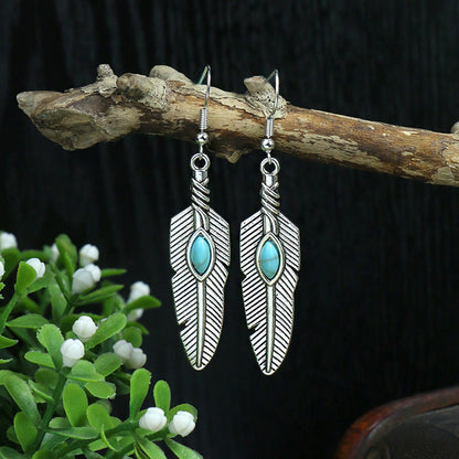 Boucles d'oreilles longues bohèmes en forme de goutte turquoise