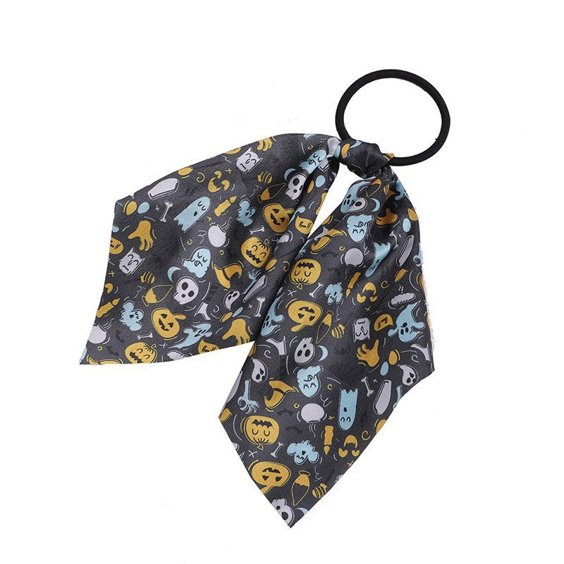 Halloween Women Cartoon Ghost Pumpkin Hair Rope Ribbon