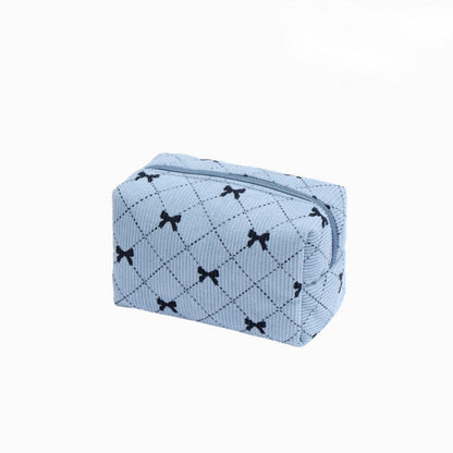 Corduroy Bow Print Large Capacity Make Up Bag