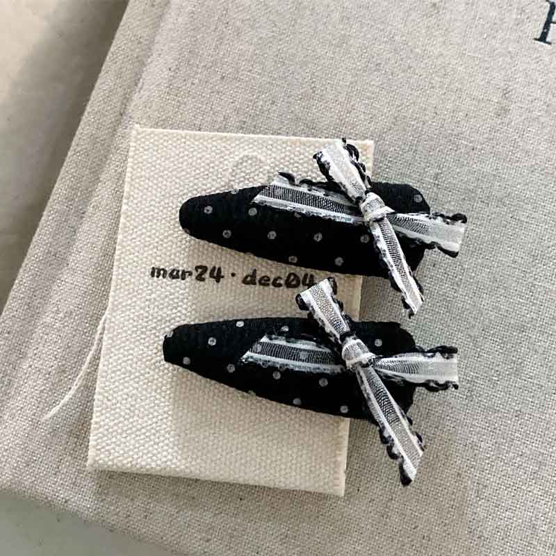 Lace Bow Knot Polka Dot Hair Clip