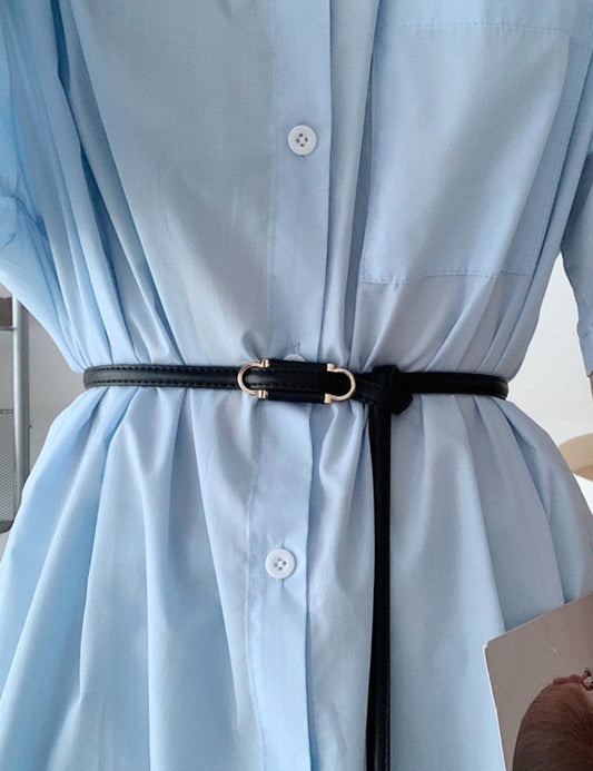 Simple Elegant Leather Slim Belt